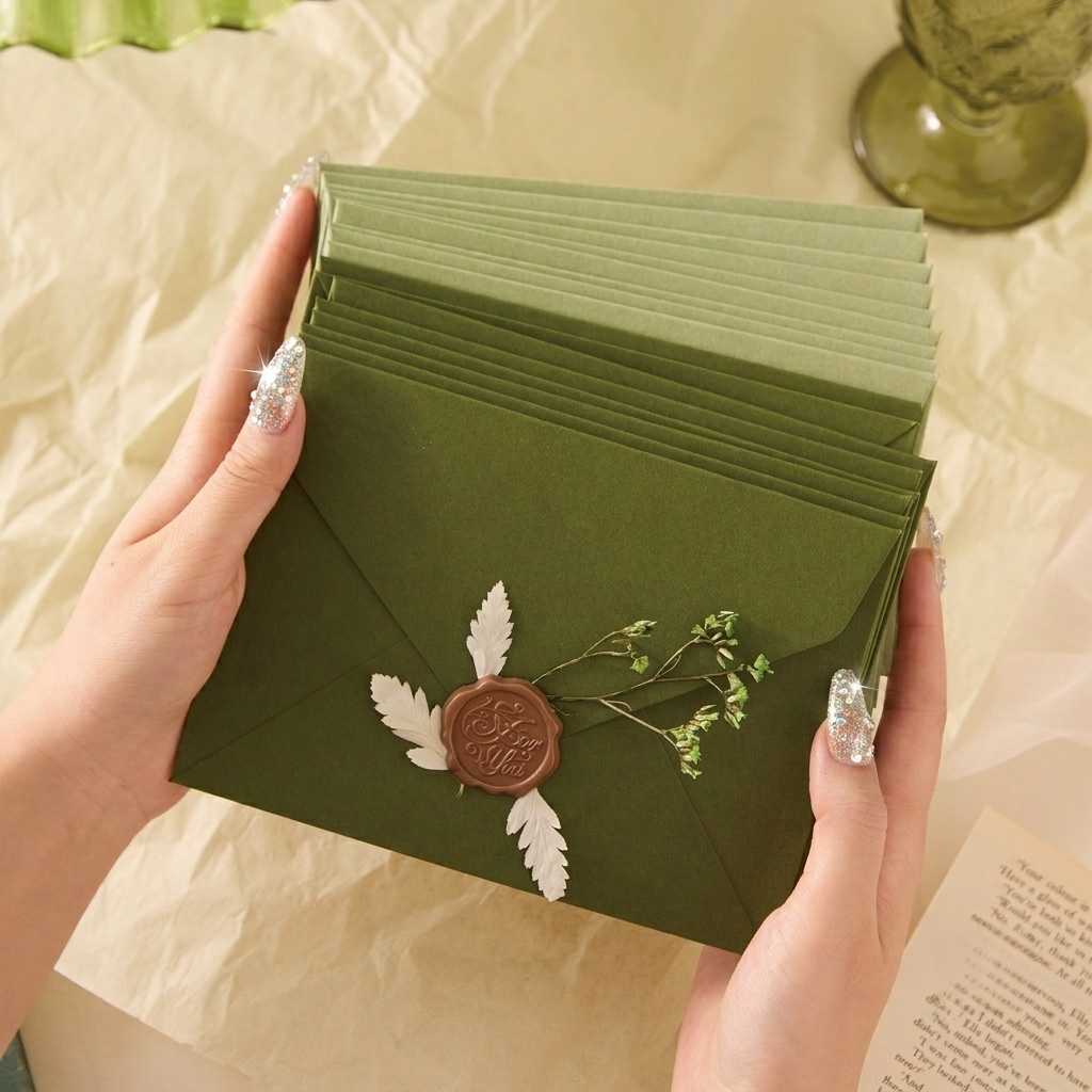 Wax Seal Letter Kit - 20/50 قطعة من مظاريف الأفوكادو الرومانسية